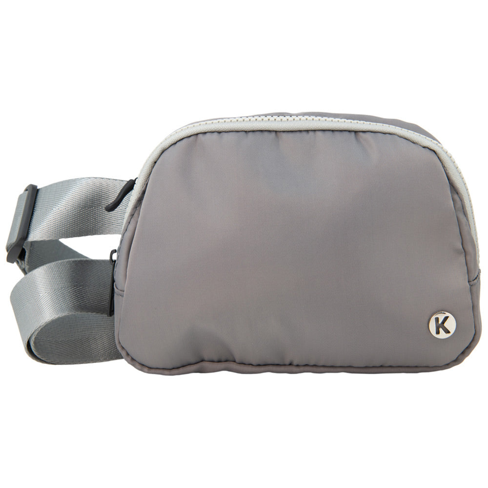 Gray Solid Fanny Pack has interior pockets