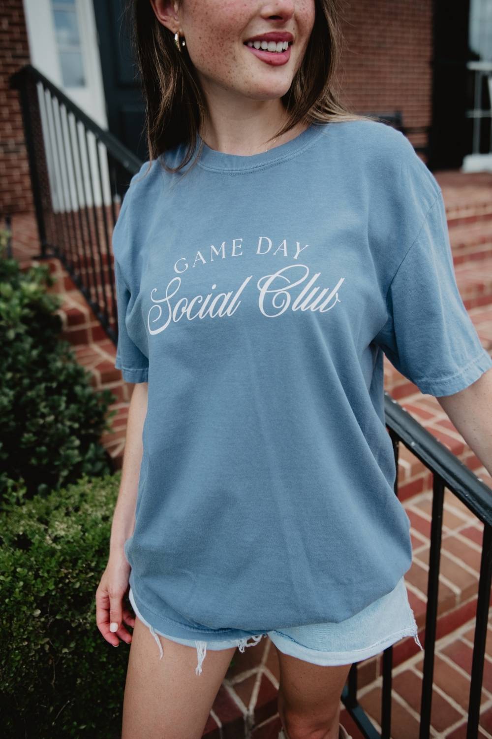 Game Day Social Club Graphic Tee in Blue Jean