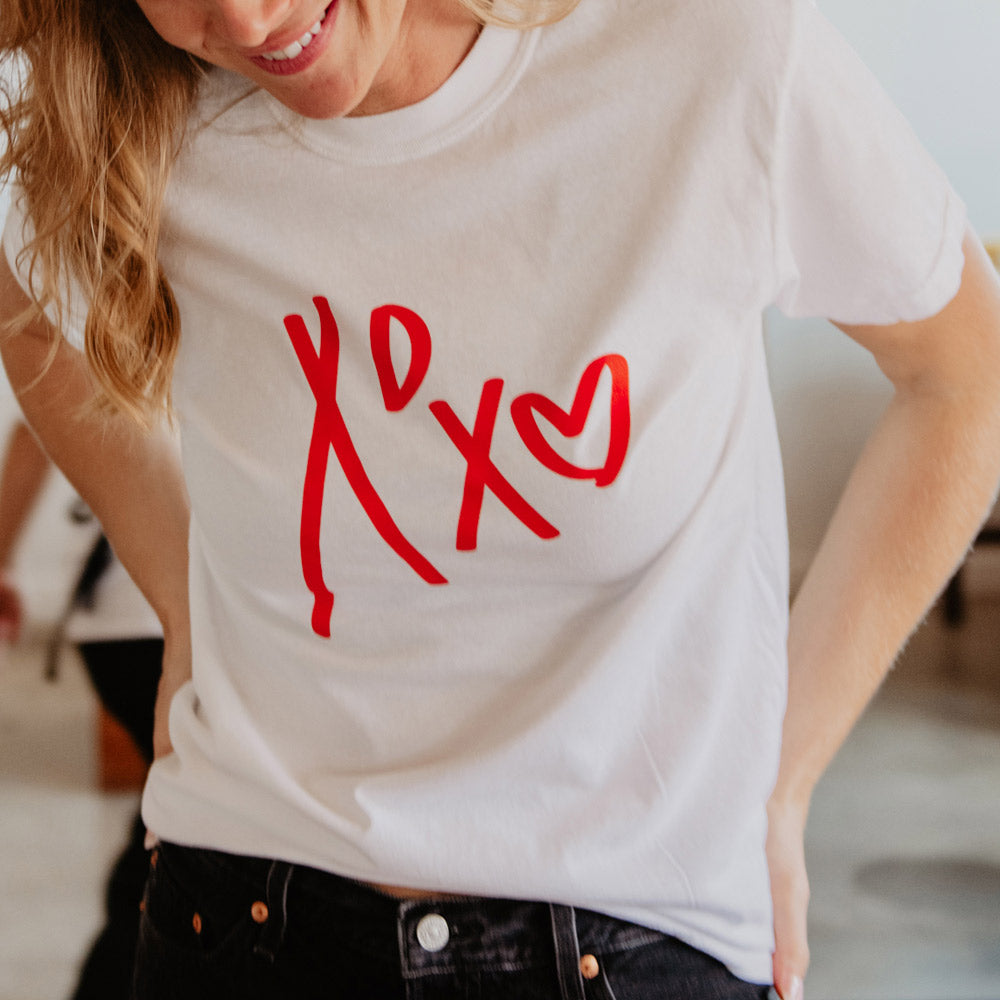 XOXO Heart T-Shirt for Women in pure white