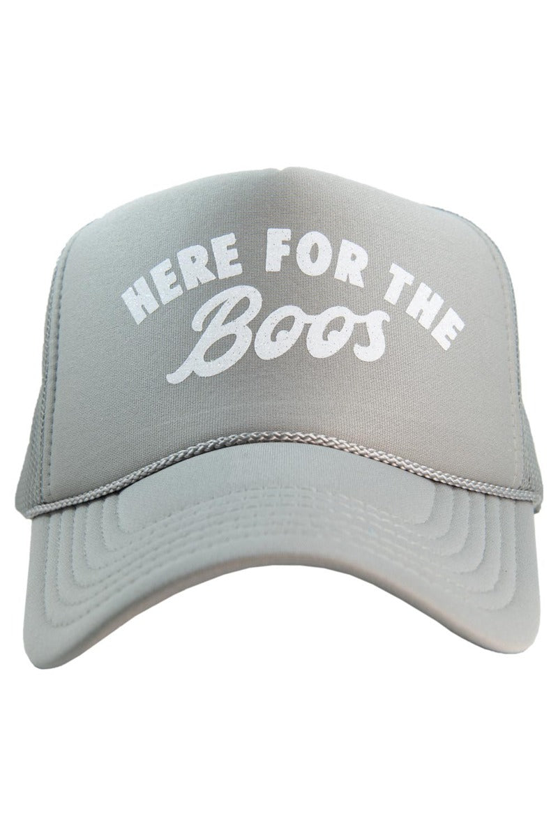 Here For The Boos Foam Trucker Hat - Light Gray