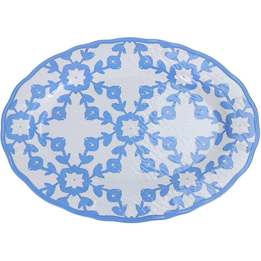 Highlands Blue Melamine Serving Platter has a traditional blue and white pattern