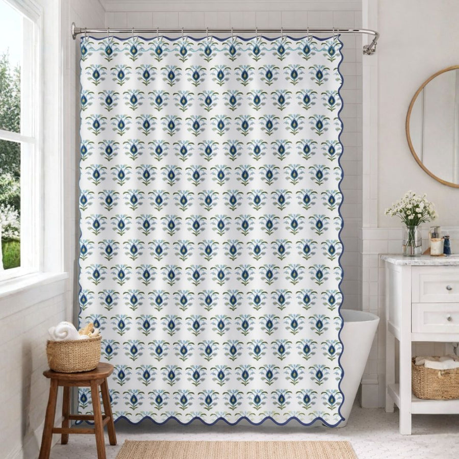 Rosemary White Shower Curtain brings a fresh look to any bathroom