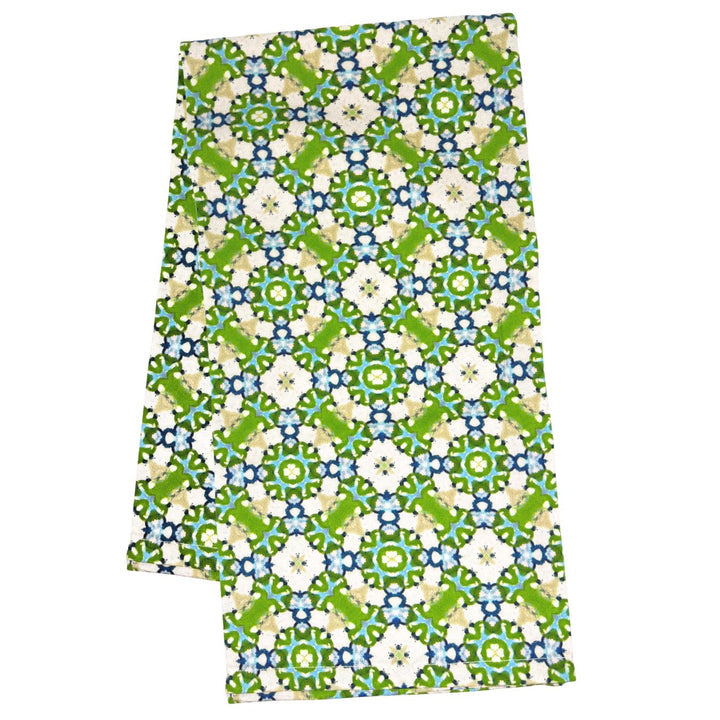 Serendipity Tea Towel in blues and greens