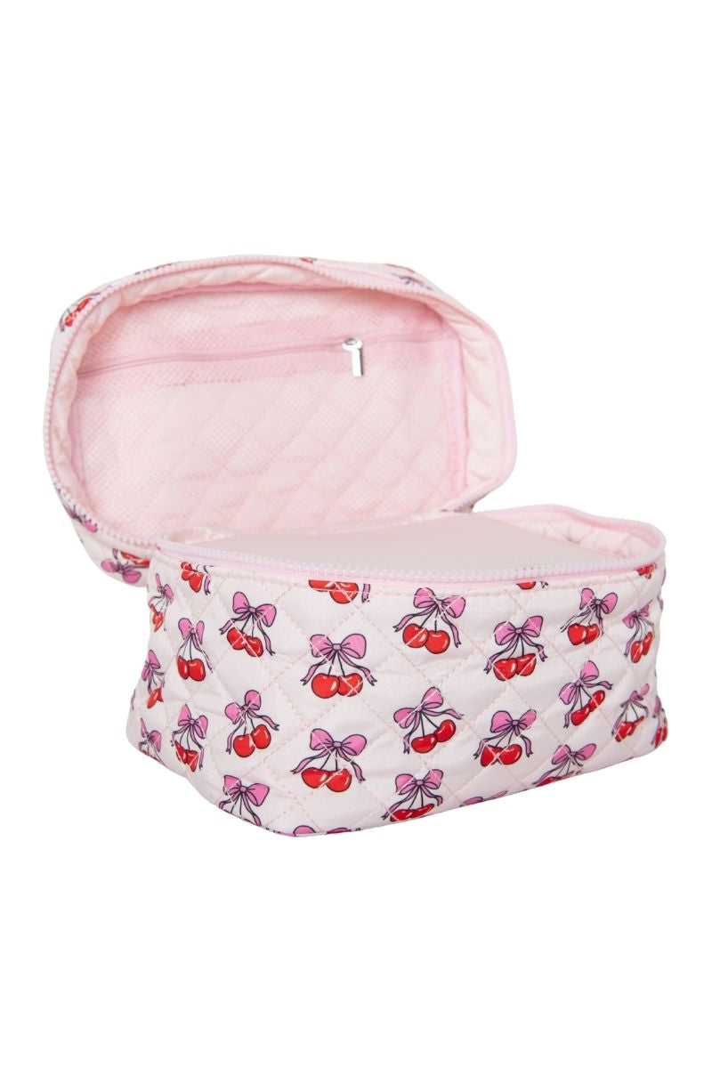 Cherry Bows Repeat Makeup Bag is lightweight and versatile