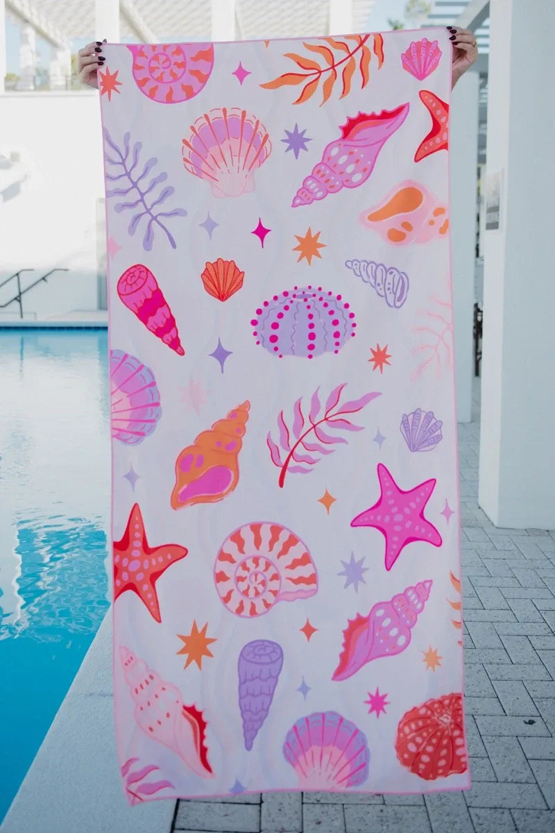 Beach Shells Quick Dry Beach Towel measures 63" x 31"