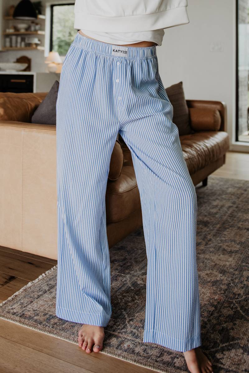 Blue Striped Boxer Pants