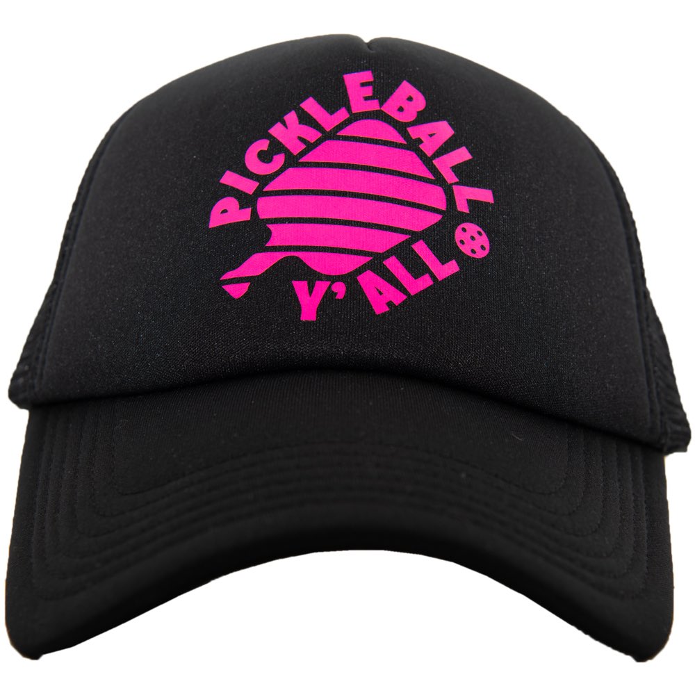 Pickle Ball Y'all Foam Trucker Hat in black