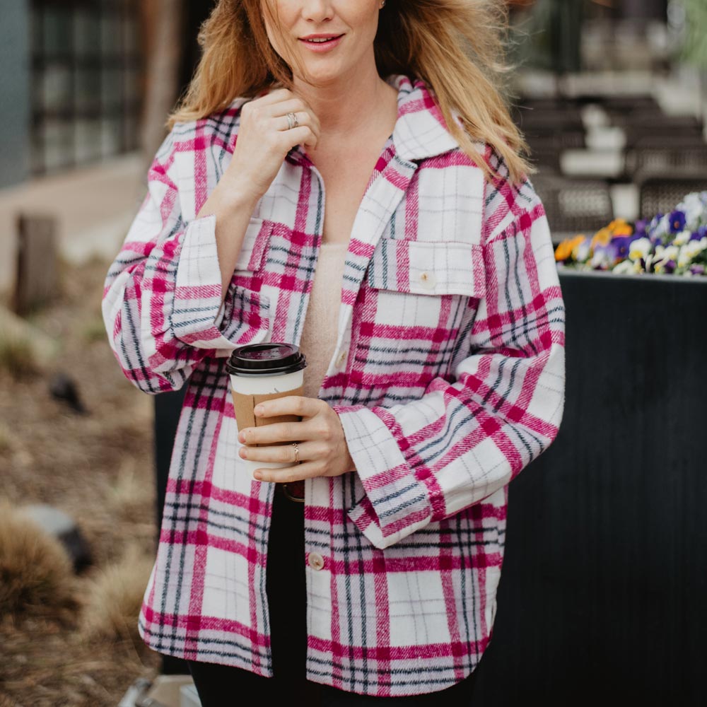 Magenta Purple Plaid Shacket