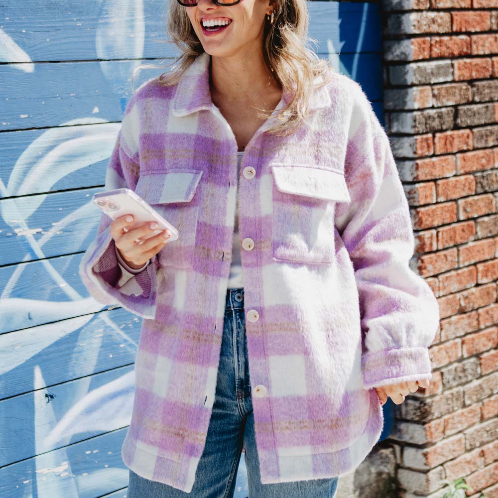 Purple Plaid Checker Shacket