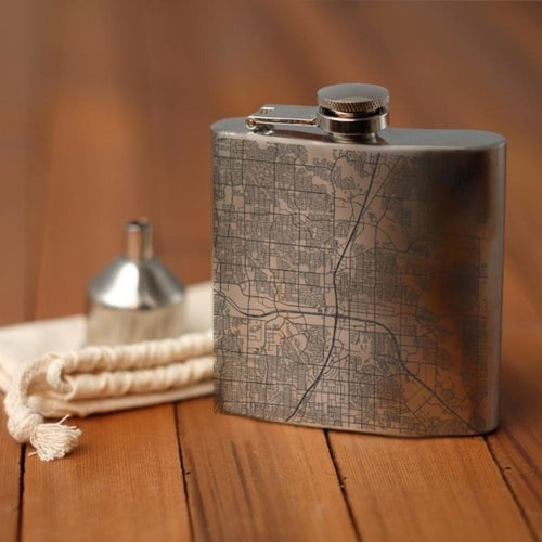 Flask with map of Plano, TX laser etched