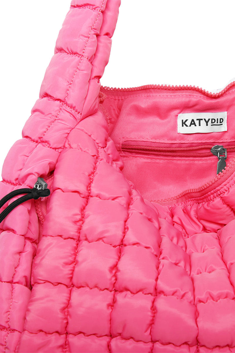Hot Pink Quilted Puffer Tote