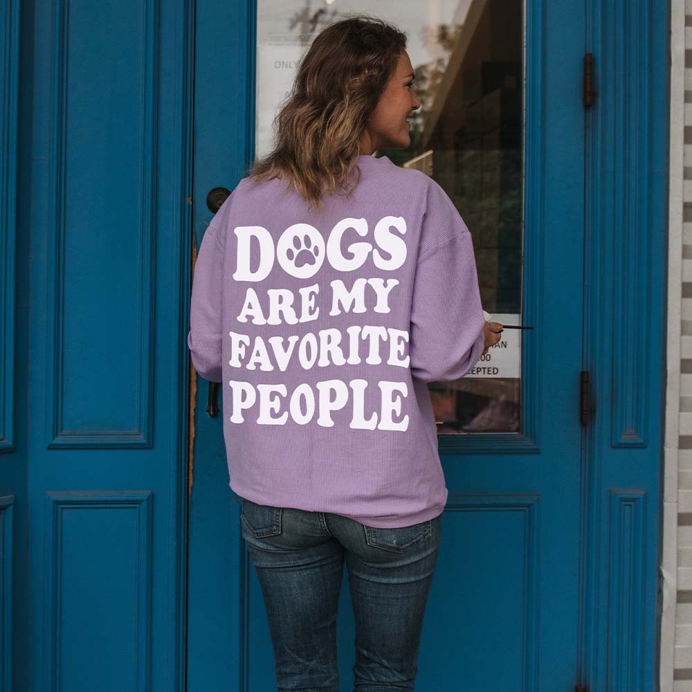 Dogs Are My Favorite People Corded Sweatshirt in purple