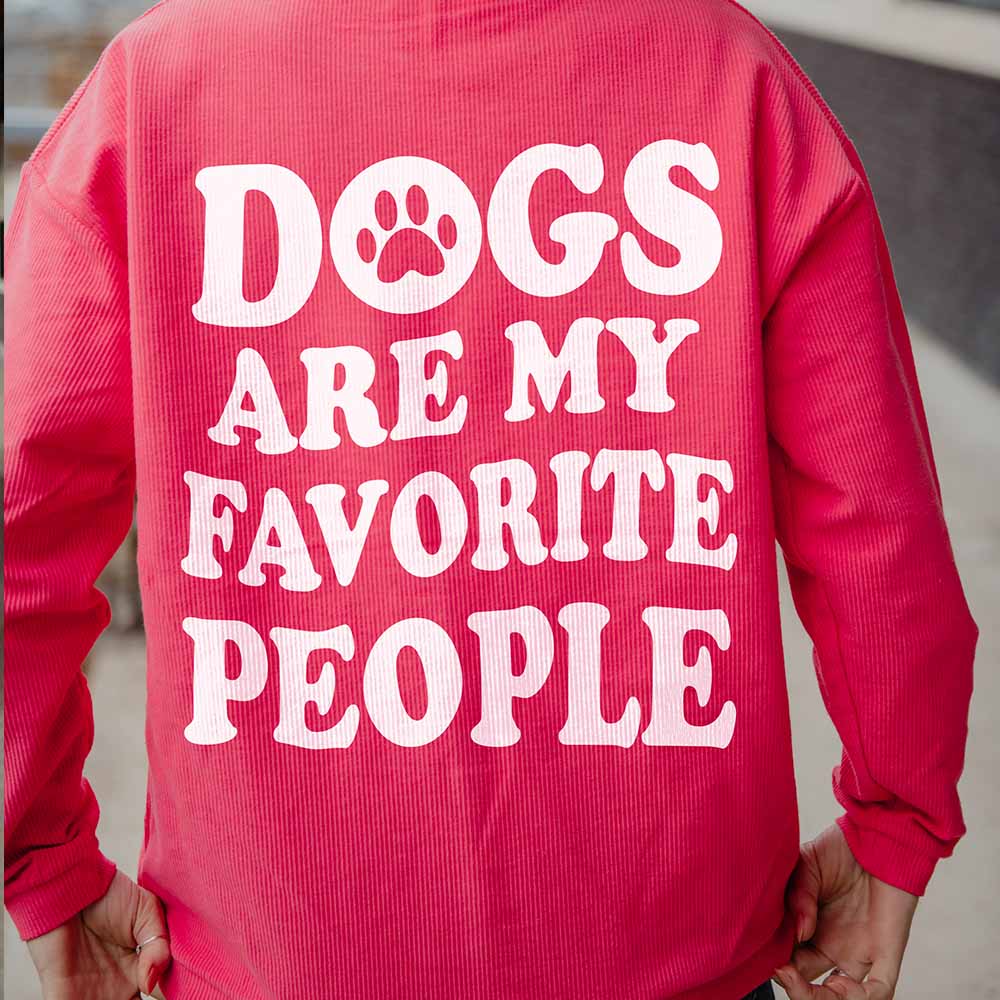 Dogs Are My Favorite People Corded Sweatshirt in imperial red