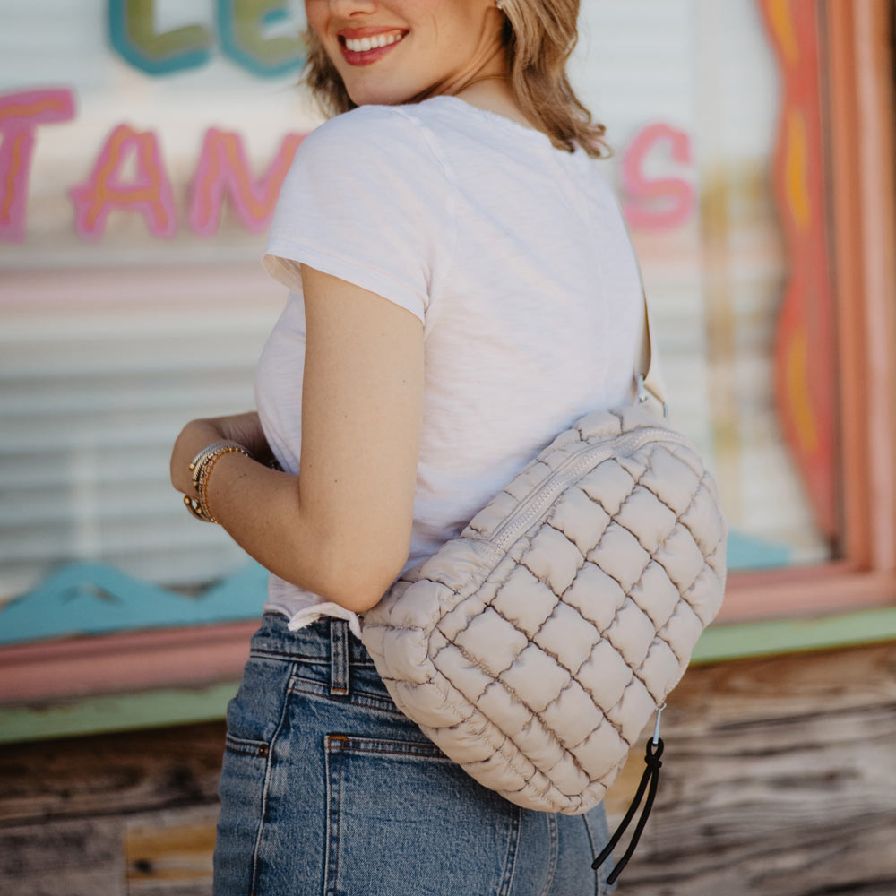 Sand Quilted Sling Bag