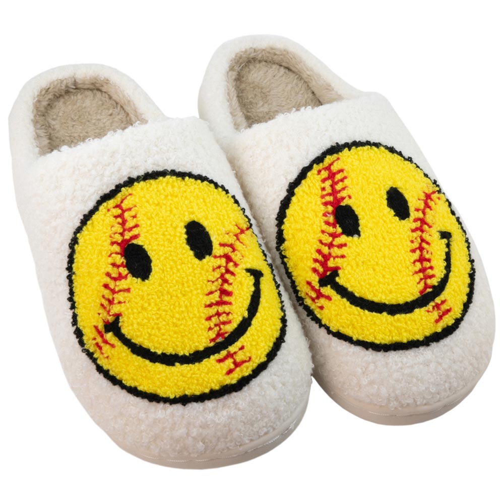 Softball Happy Face Slippers are fun for every female athlete