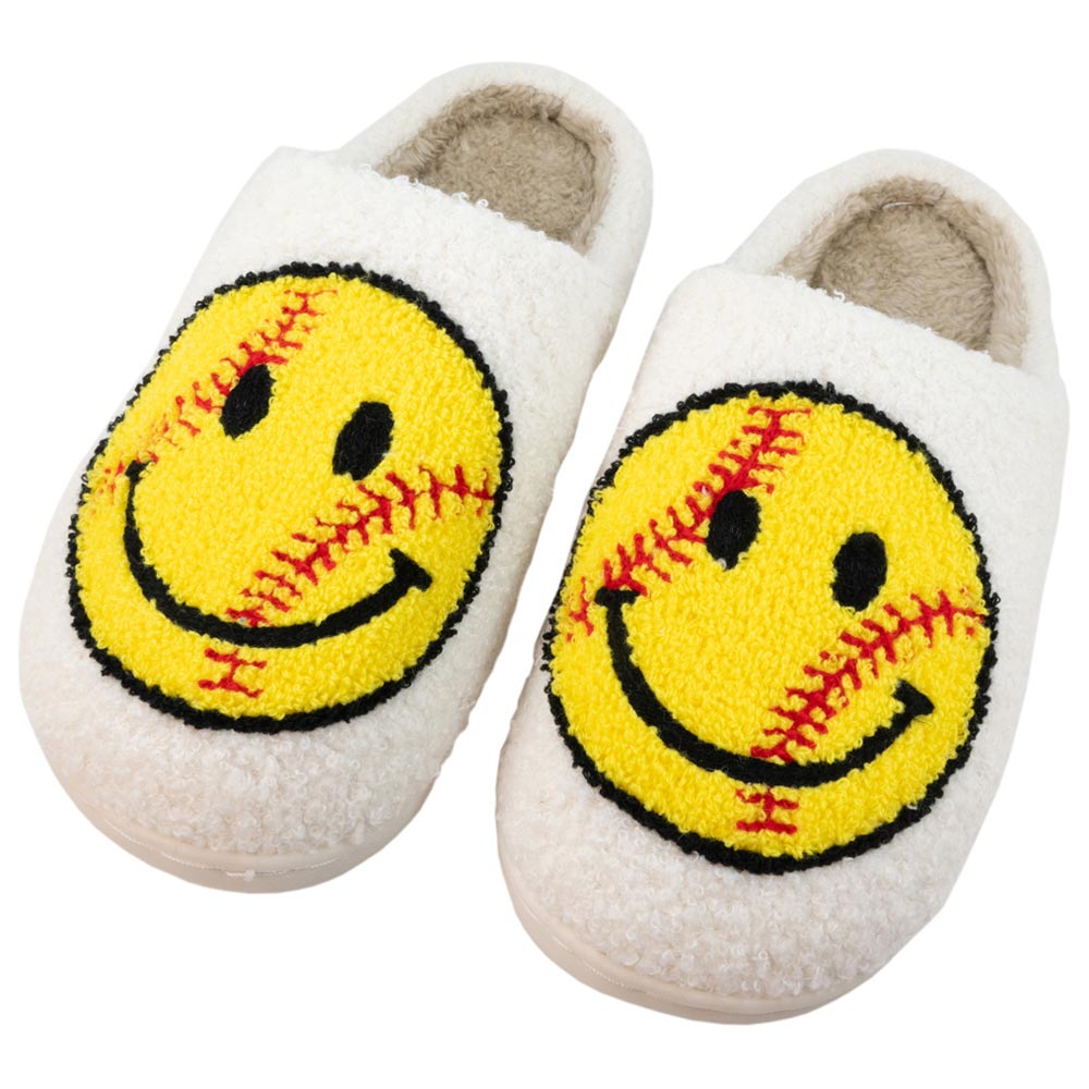 Softball Happy Face Slippers are super comfy