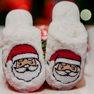 Santa Face Faux Rabbit Fur Slippers are super comfy