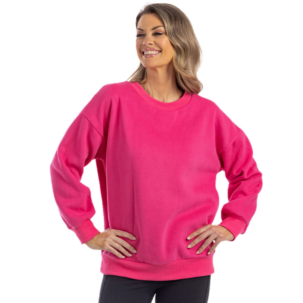 Hot Pink Women's Sweatshirt adds a pop of bold color