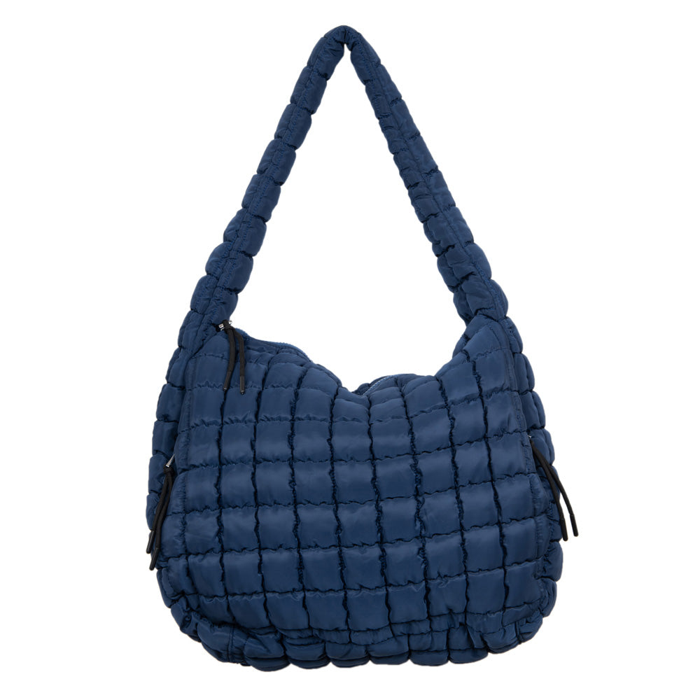 Navy Oversized Quilted Puffer Bag has a spacious interior