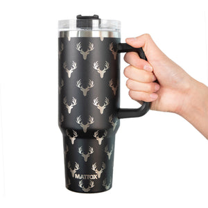 Deer Print Tumbler with Handle makes a great gift for him