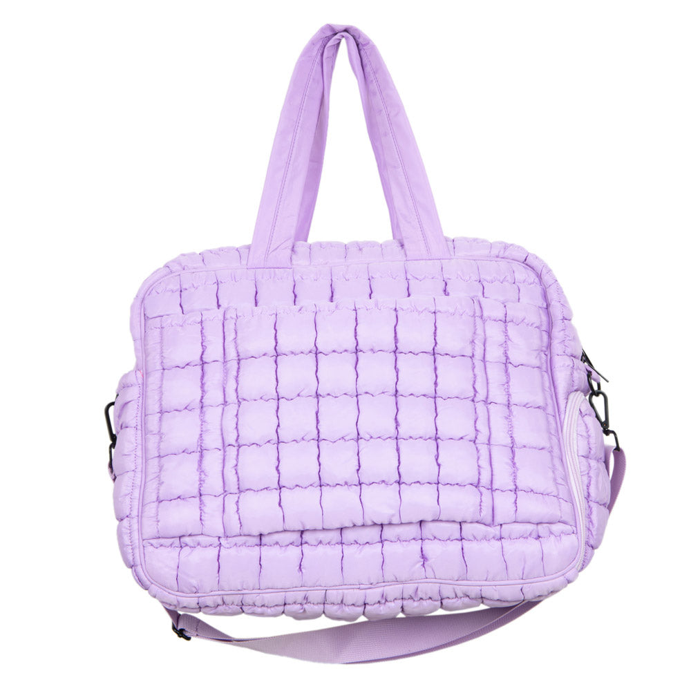 Light Purple Quilted Weekender Bag back view