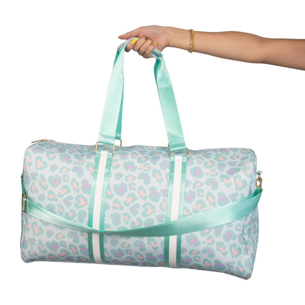Mint Leopard Weekender Duffel Bag
