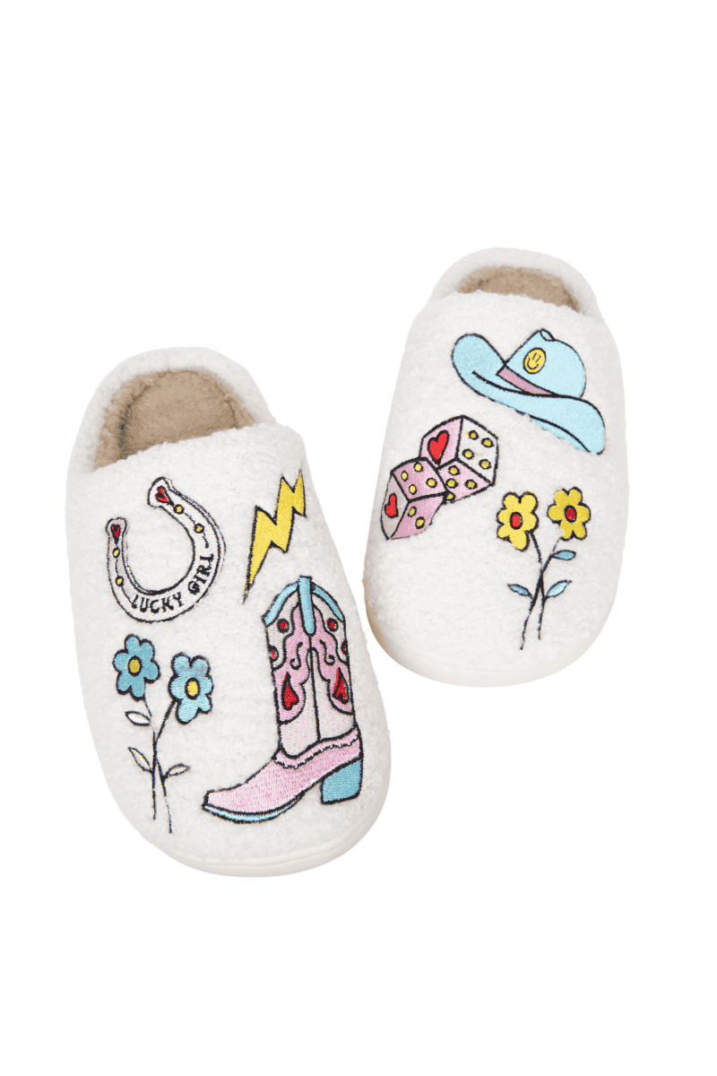 Lucky Cowgirl Icons Comfy Slippers