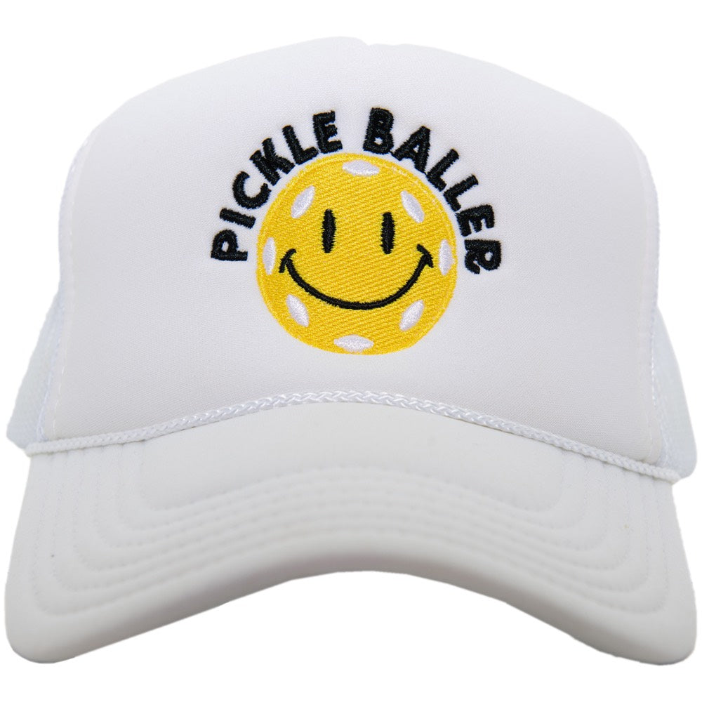 Pickle Baller Foam Trucker Hat in white