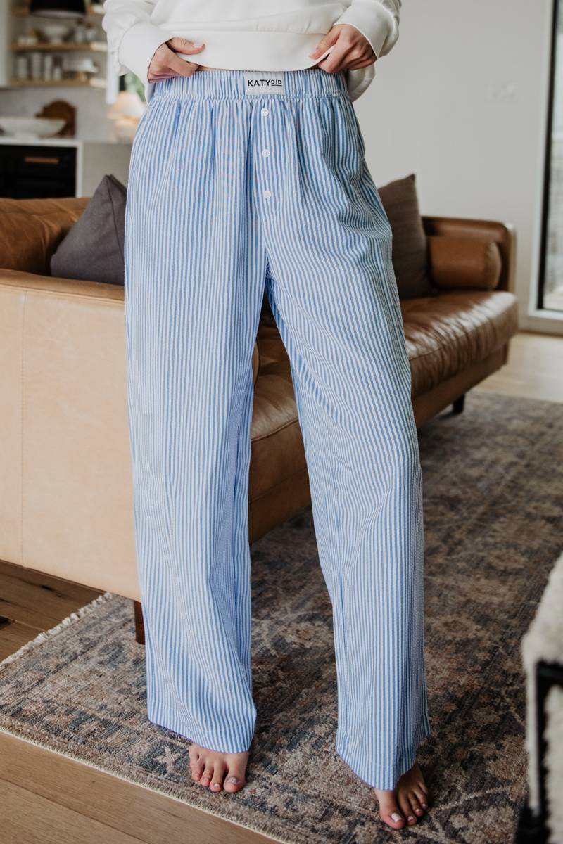 Blue Striped Boxer Pants