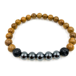 Black Hemalyke and Zebrawood with lava rock beaded bracelet from Everwood overview
