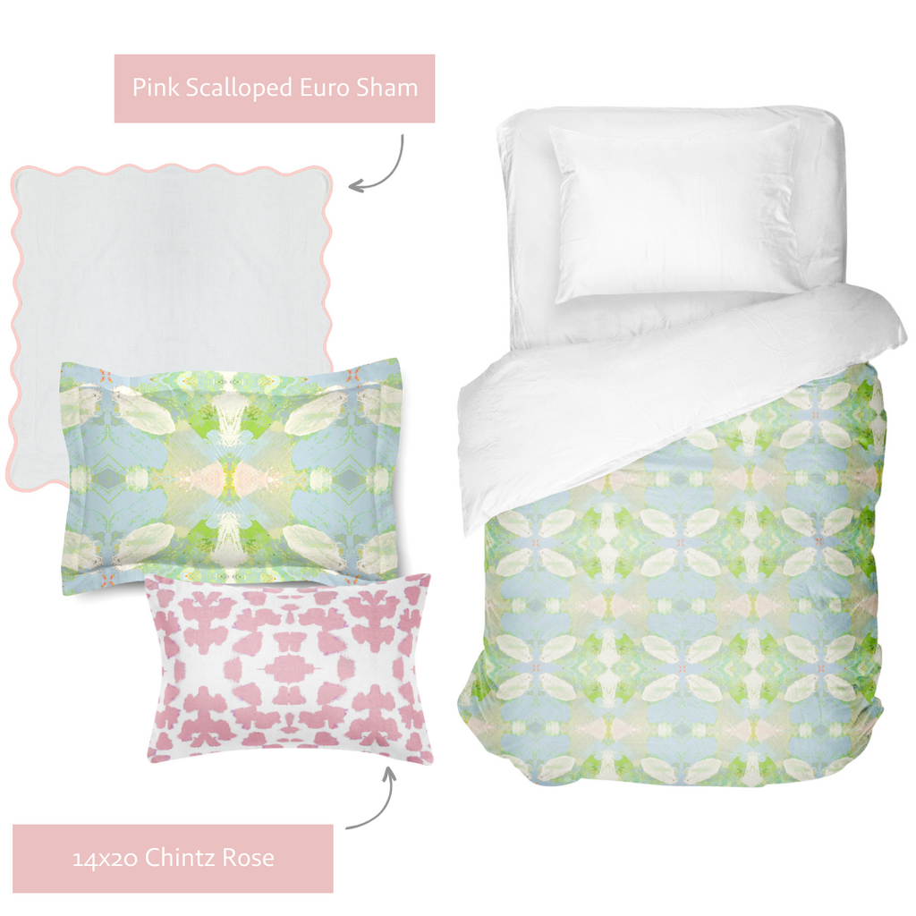Elephant Falls Dorm Bedding Set with complementing pink sham and pillow