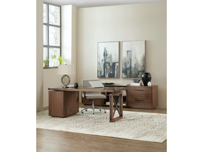 Elon Swivel Desk Chair in fabric and wood from Hooker Furniture lifestyle image 3