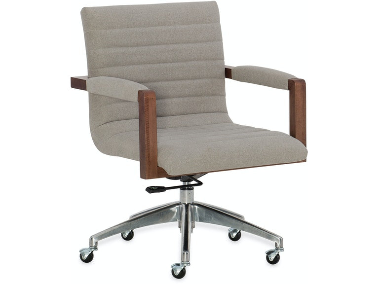 Elon Swivel Desk Chair in fabric and wood from Hooker Furniture