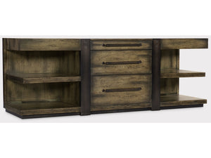 Crafted Leg Desk Credenza in oak, metal sheet and leather from Hooker Furniture product image
