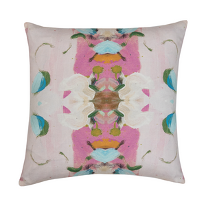 Monet's Garden Pink Linen Throw Pillow 22" square