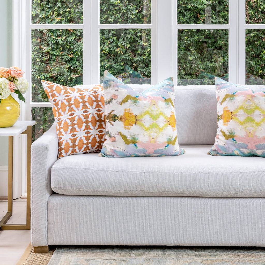 Spice Market Orange Throw Pillow in sofa display