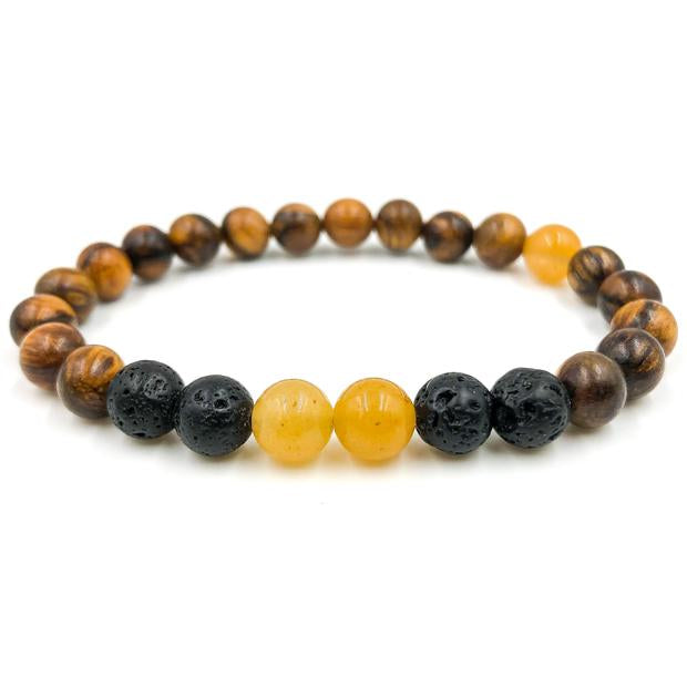 Orange aventurine, lava rock and golden sandalwood beaded bracelet from Everwood