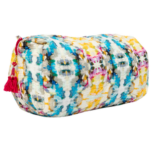 Indigo Girl Blue quilted cosmetic bag in large multi-color from Laura Park Designs