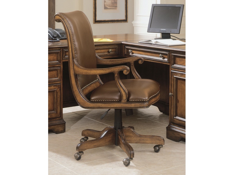 Brookhaven Desk Chair traditional style in cherry and leather from Hooker Furniture