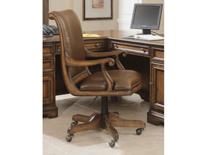 Brookhaven Desk Chair traditional style in cherry and leather from Hooker Furniture lifestyle 1