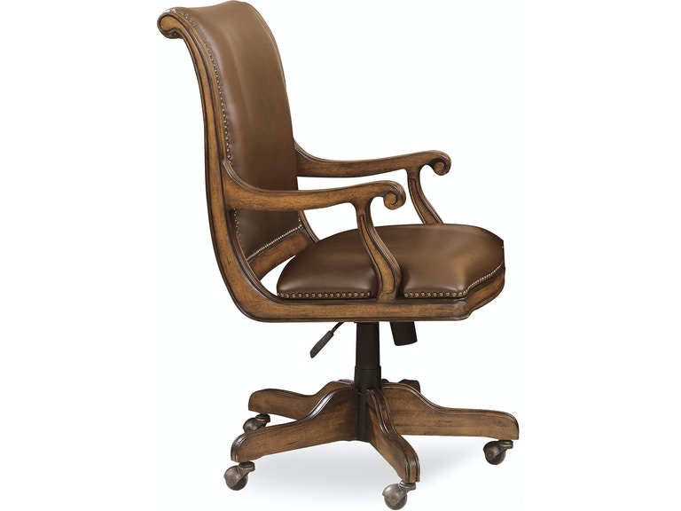 Brookhaven Desk Chair traditional style in cherry and leather from Hooker Furniture