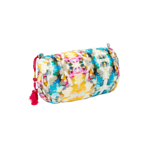 Indigo Girl Blue quilted cosmetic bag in small multi-color from Laura Park Designs