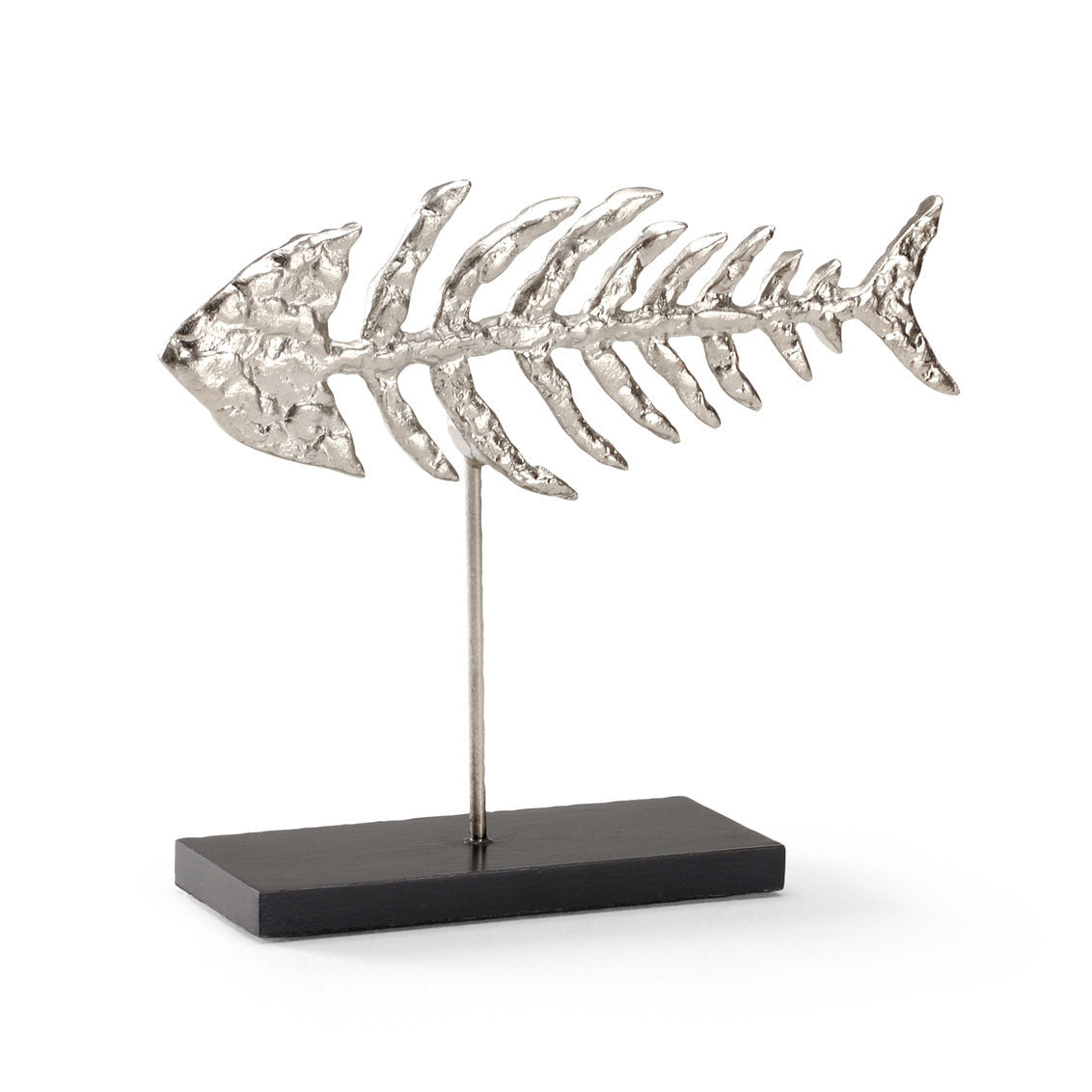 Fish skeleton sculpture in cast aluminum on a patina lacquer base