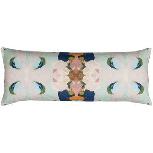 Monet's Garden Navy Linen Throw Pillow 14" x 36" bolster