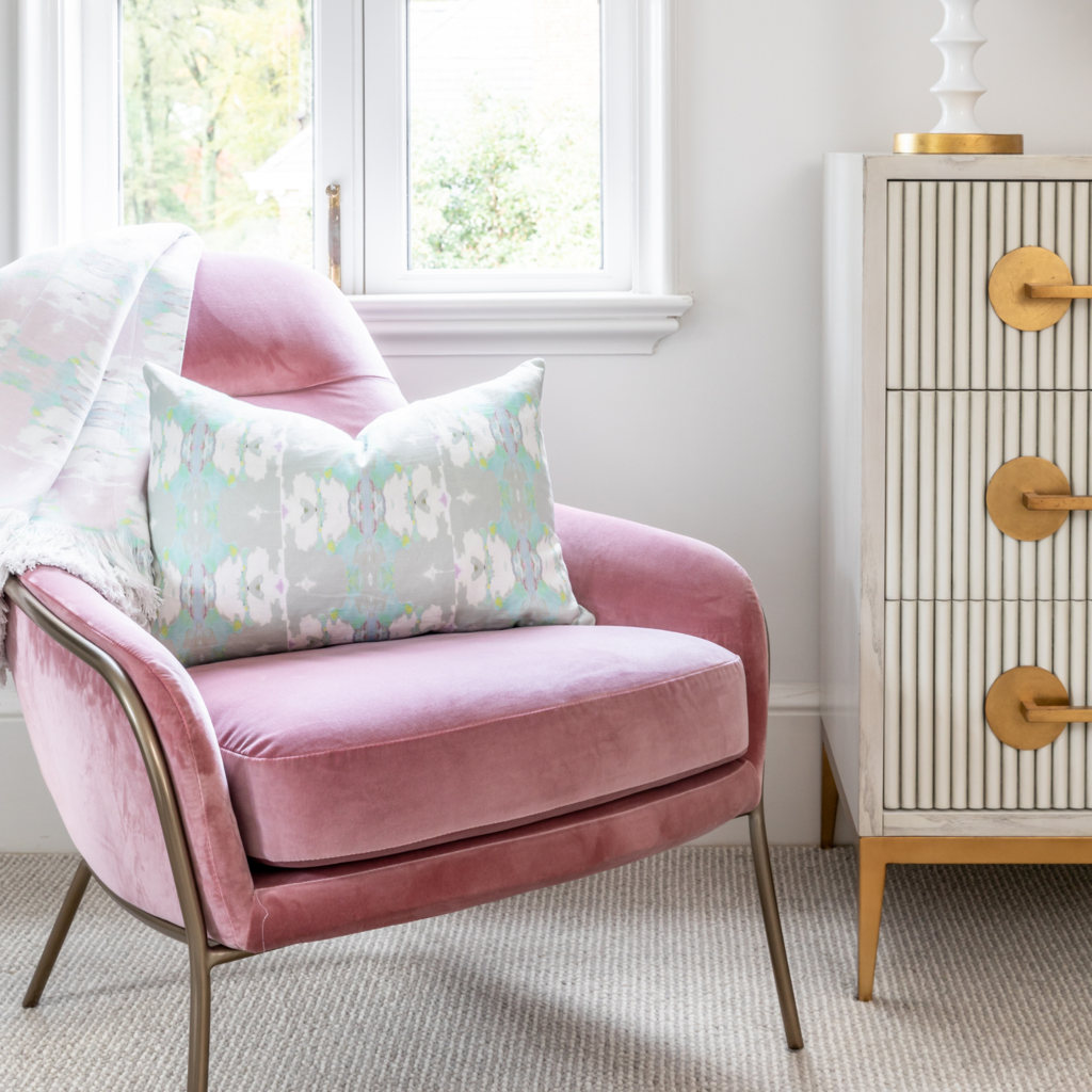 Butterfly Garden Stone Linen Pillow from Laura Park Designs design setting