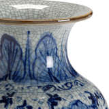 Drayton Handpainted Blue and White Porcelain Vase Closeup