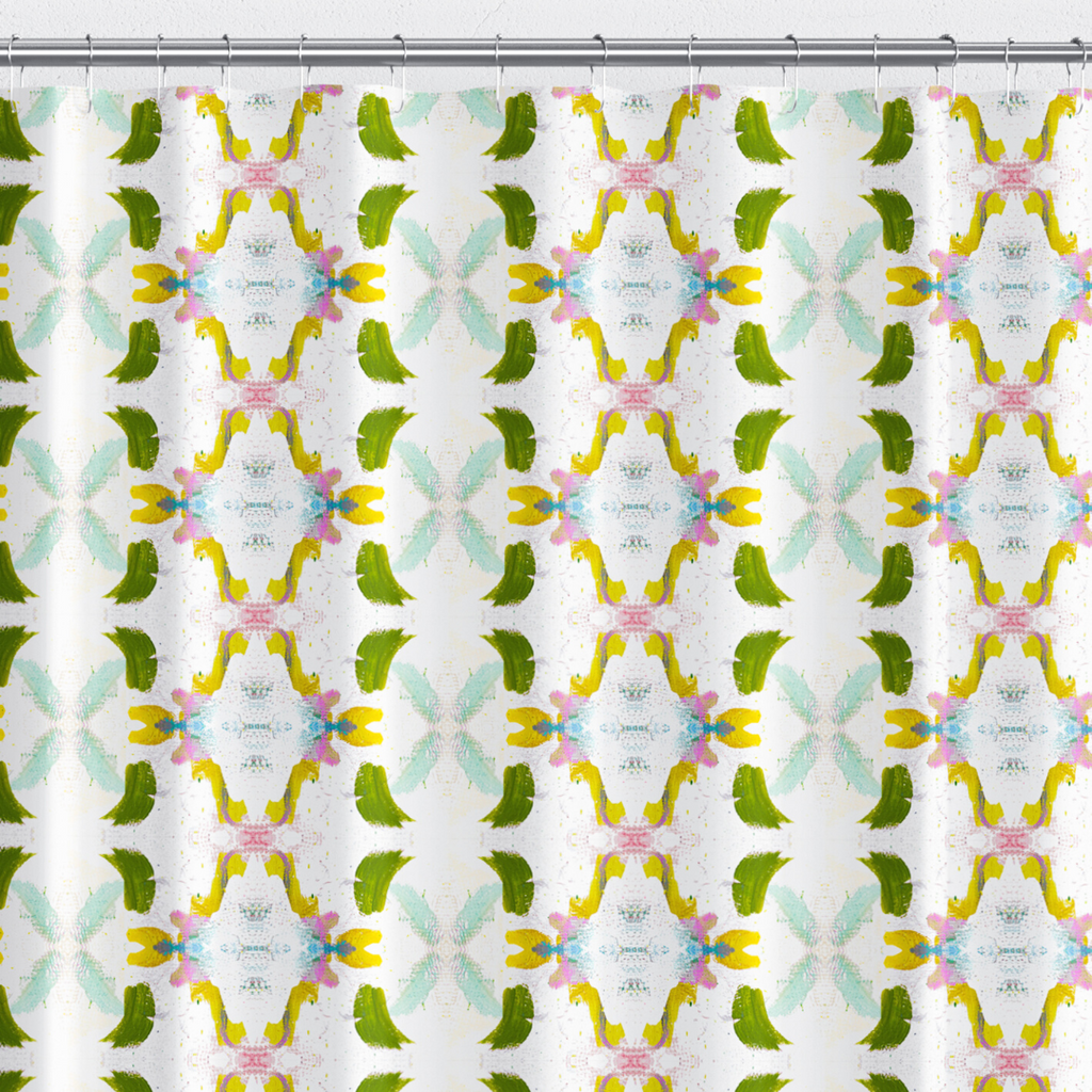 Dogwood Scalloped Shower Curtain adds color and design to your shower-bath.