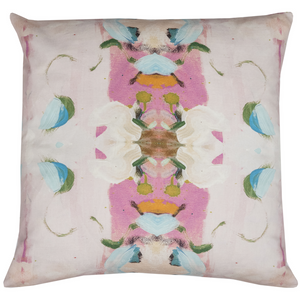 Monet's Garden Pink Linen Throw Pillow 26" square