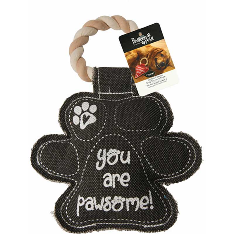 You Are Pawsome Canvas Dog Chew Toy from Pavilion package label