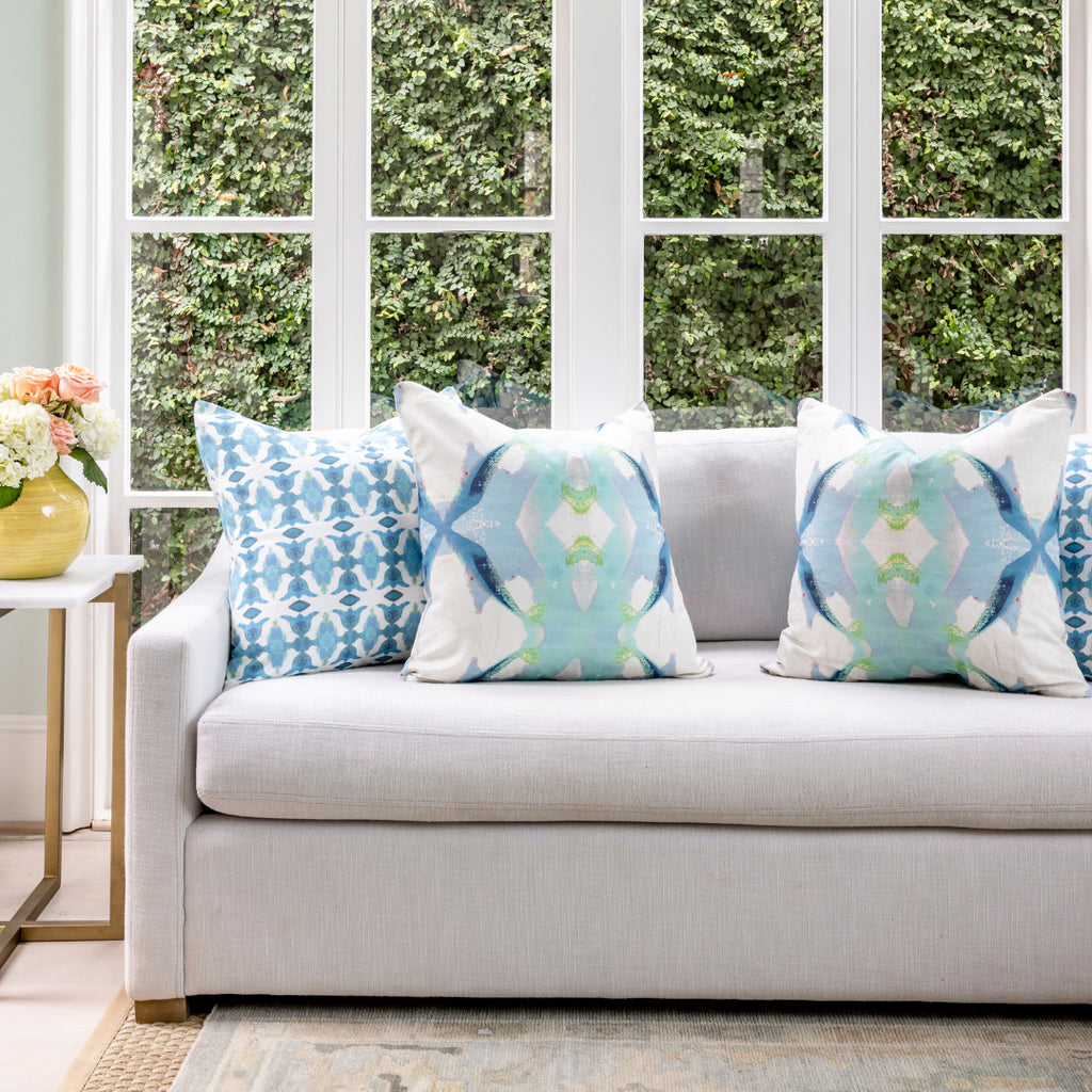 Spice Market Blue Throw Pillow in display with Jasmine Blue